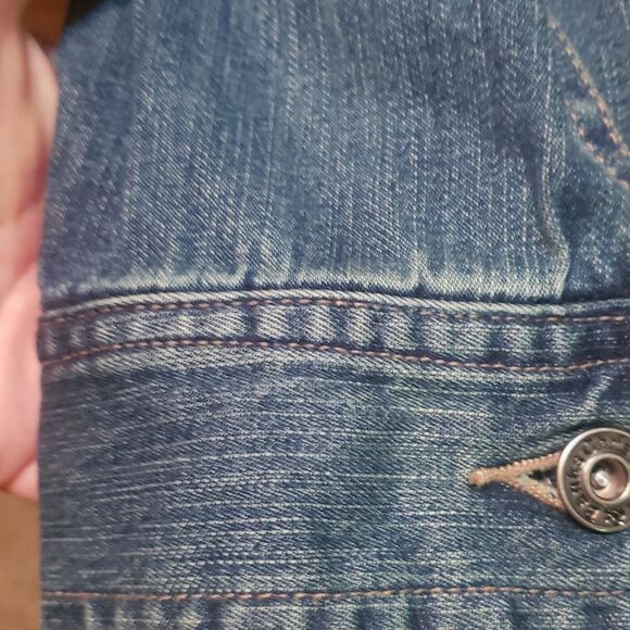 Christopher & Banks Blue Stretch Denim Zippered Jean Jacket – Women’s Size L - Picture 6 of 9